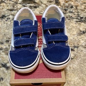 Vans, size 7 toddler, blue and white suede, barely worn
